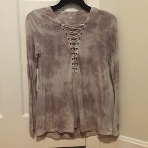Long sleeve lace up top